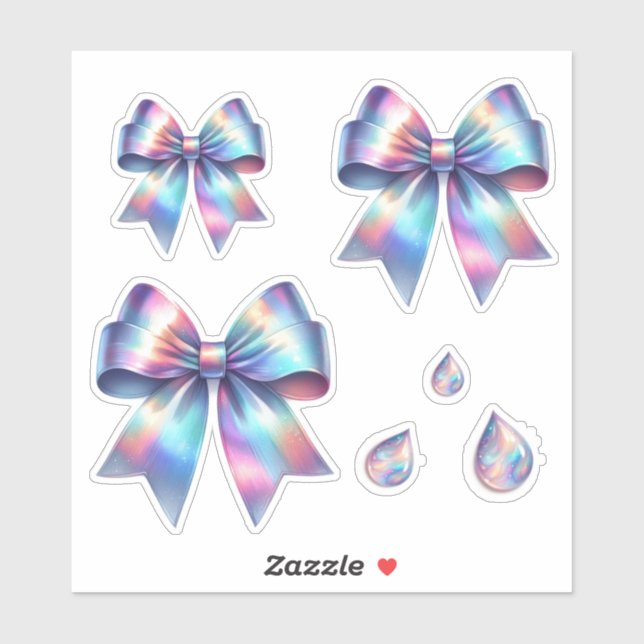 Iridescent Bow Set with Teardrops (Sheet)