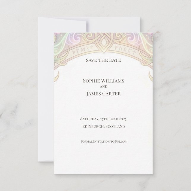 Iridescent Celtic Save the Date Card (Front)