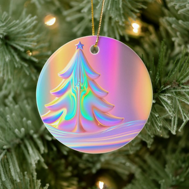 Iridescent Christmas Tree Ceramic Ornament (Tree)