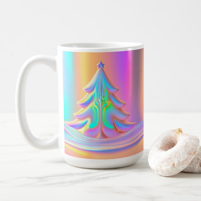 Iridescent Christmas Tree Coffee Mug (With Donut)