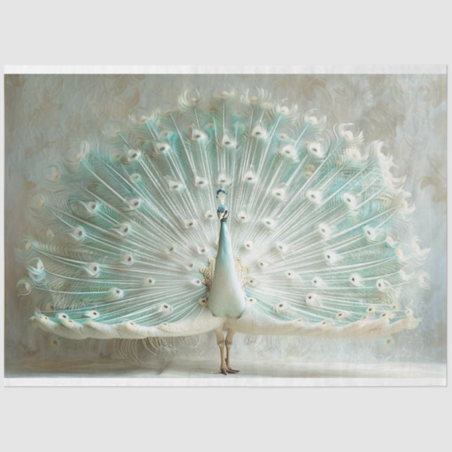  Iridescent Coloured Peacock Decoupage Tissue Paper (Front)