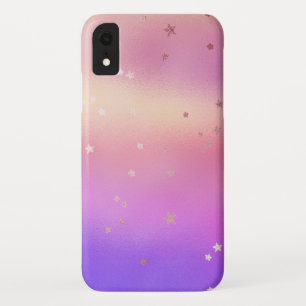 Iridescent Colours with Rose Gold Stars Pattern iPhone XR Case