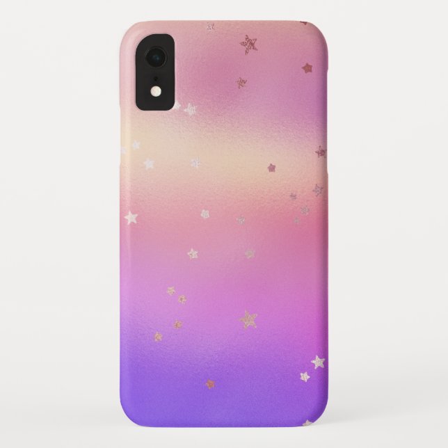 Iridescent Colours with Rose Gold Stars Pattern Case-Mate iPhone Case (Back)