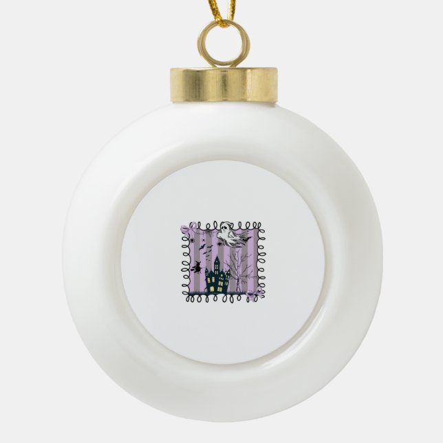Iridescent Coquette Halloween Ceramic Ball Christmas Ornament (Front)