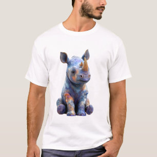 Iridescent Cosmic Baby Rhino Men T-Shirt