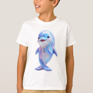 Iridescent Cosmic Marbled Dolphin Kids T-Shirt