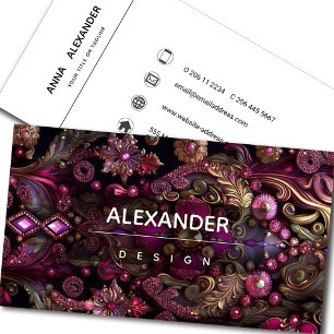 Iridescent Crystal Gemstones, Pink,Fuchsia,Bronze, Business Card