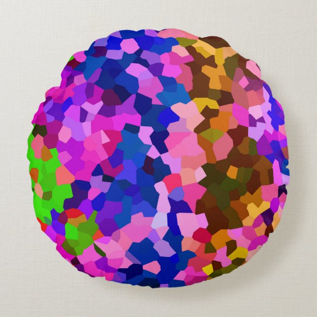Iridescent Crystalline Abstract Pattern Round Pillow (Front)