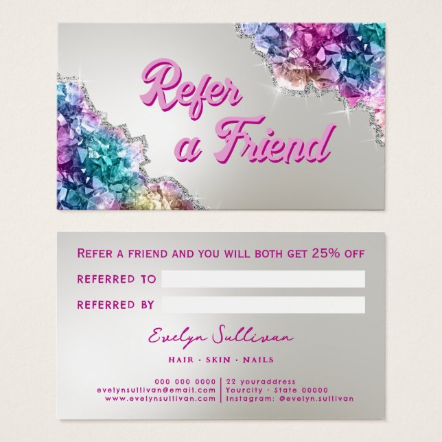 Iridescent crystals referral card (Front & Back)