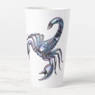 Iridescent Cyber Scorpion Mechanical Art Latte Mug