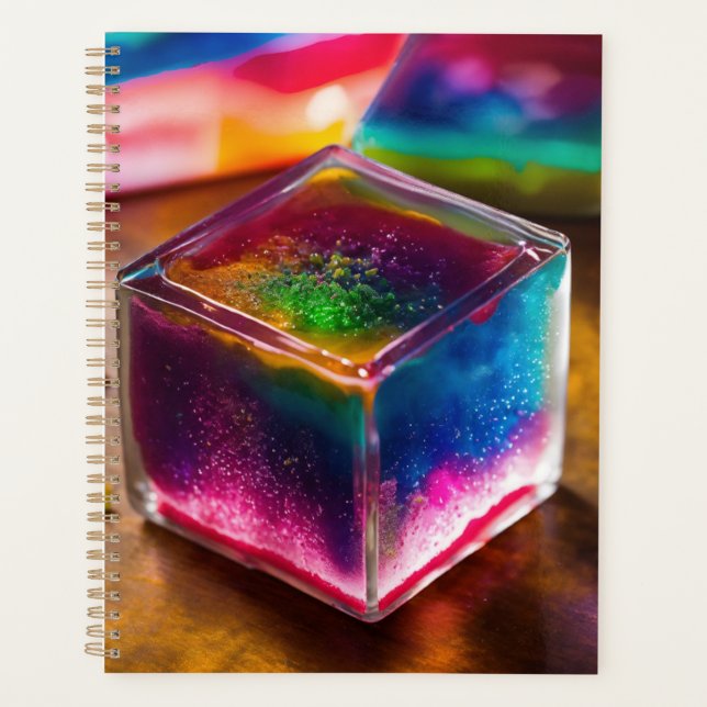Iridescent delicious jello dessert cube planner (Front)