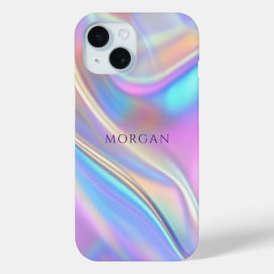 Iridescent Design, Classy Purple Text Name iPhone 15 Case