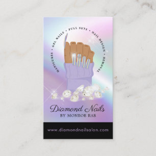 Iridescent Diamond Nail Salon Nail Tech Artist Bus Business Card