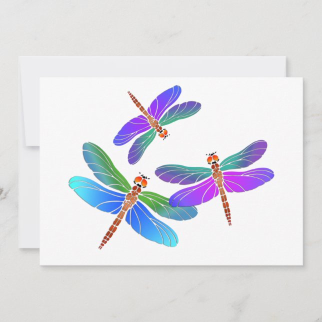 Iridescent Dive Bombing Dragonflies Invitation (Front)