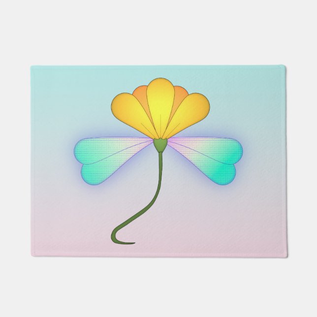 Iridescent Dragon Flower Doormat (Front)