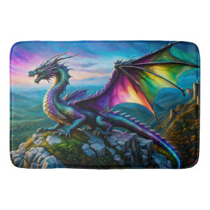 Iridescent Dragon Guards His Land Bath Mat