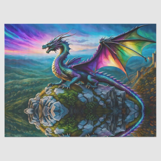 Iridescent Dragon Guards His Land Tissue Paper (Front)