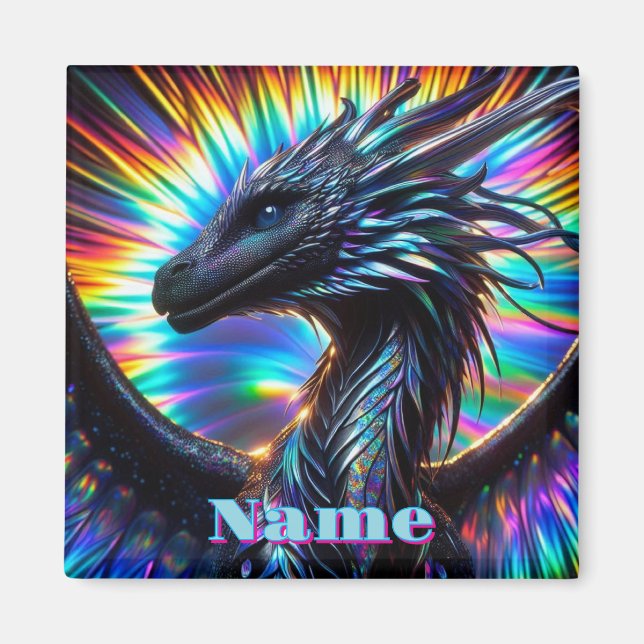  Iridescent Dragon with Vibrant Background Magnet (Front)