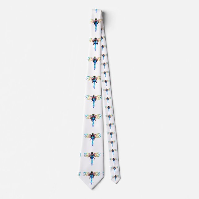 iridescent dragonflies white tie (Front)