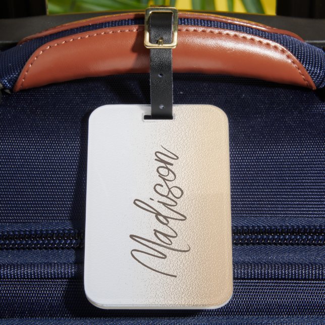 Iridescent Elegant Script Personalized Name Luggage Tag (Front Insitu 2)