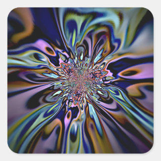 Iridescent Energy Flow Fractal Art Square Sticker