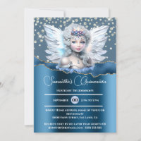 Iridescent fairy enchanted glitter Quinceañera blu