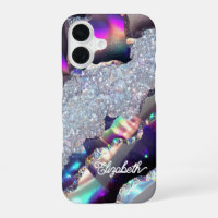Iridescent Faux Glitter Holographic Agate