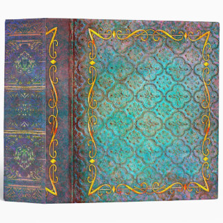 Iridescent Faux Leather Aqua and Gold Ancient Tome Binder