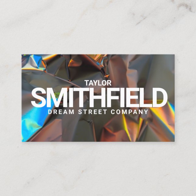 Iridescent Foil Holographic Modern Business Card (Front)