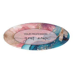 Iridescent gem stone  custom name tag