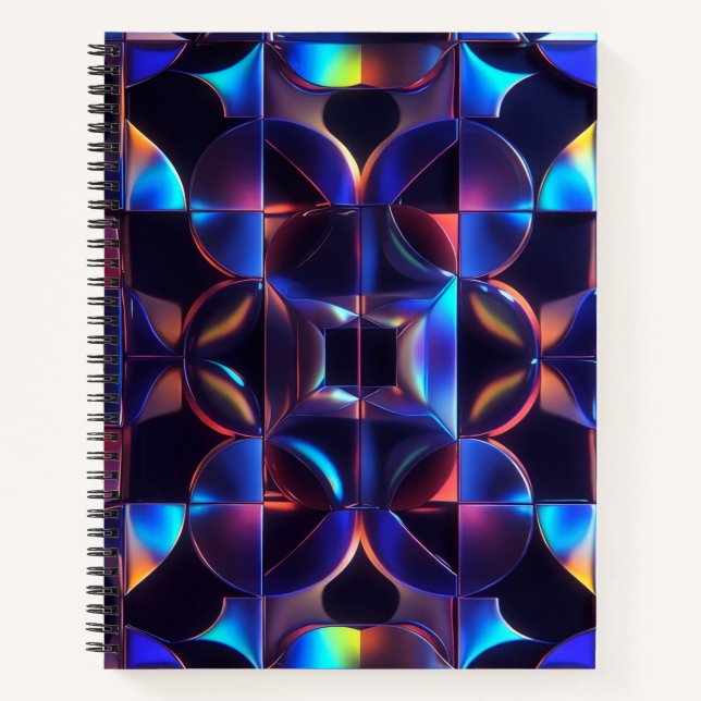 Iridescent Geometric Glow Spiral Notebook - Abstra (Front)