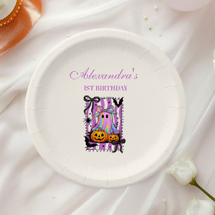 Iridescent Ghost Coquette Bow Spooky One Paper Plate