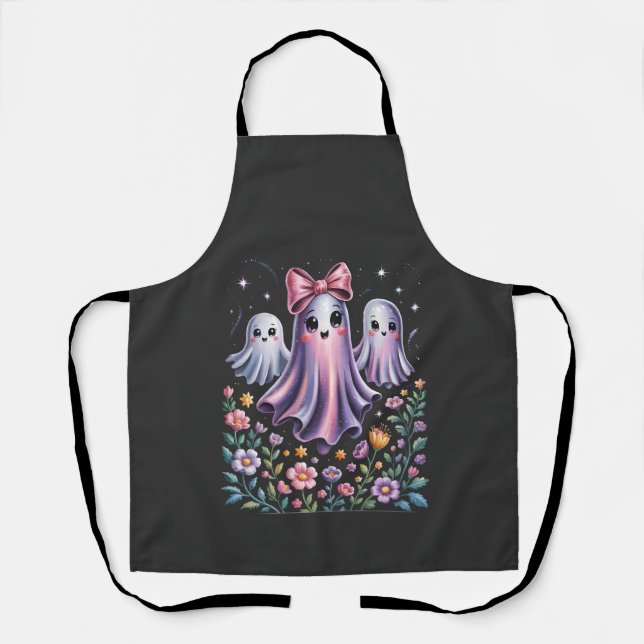 Iridescent Ghost Girly Halloween Apron (Front)