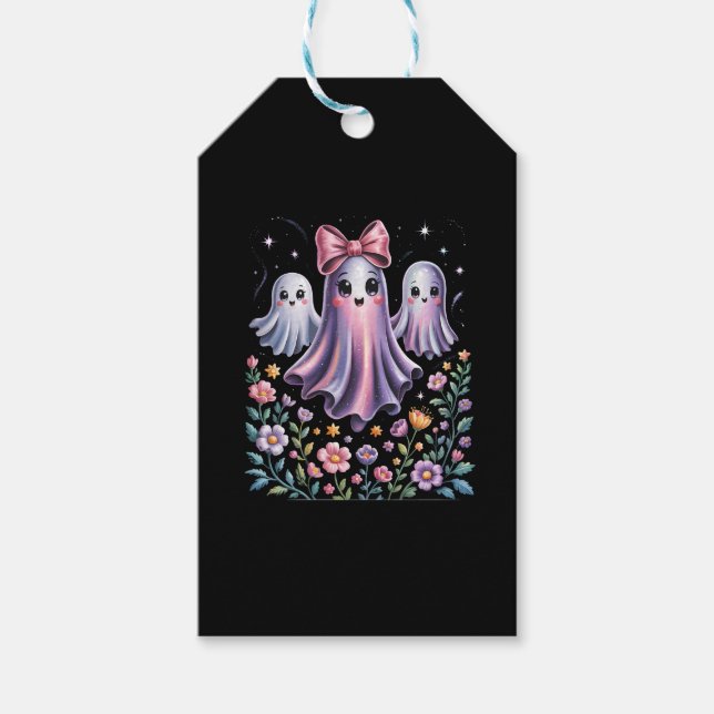 Iridescent Ghost Girly Halloween Gift Tags (Front)