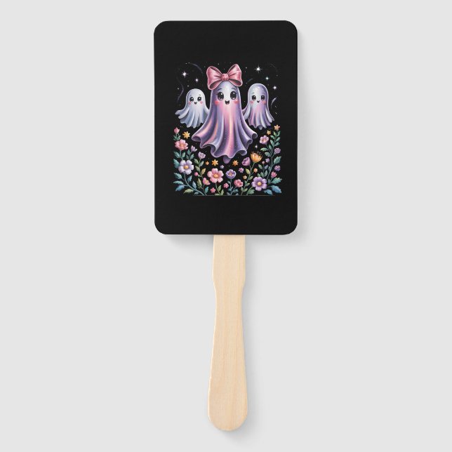 Iridescent Ghost Girly Halloween Hand Fan (Front)