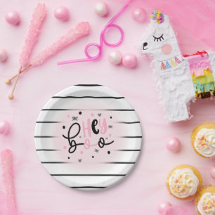 Iridescent Ghost Hey Boo Pink Halloween Birthday  Paper Plate