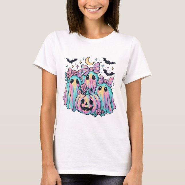 Iridescent Ghost Pumpkin｜Iridescent ghost png｜Neon T-Shirt (Front)
