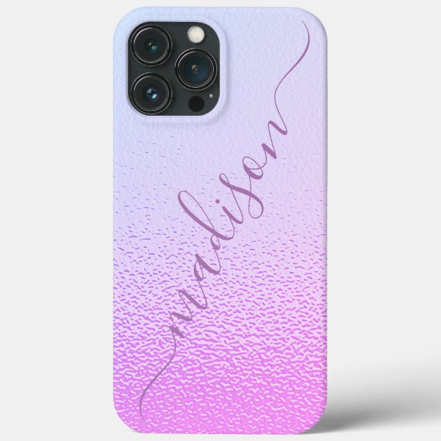 Iridescent Girly Pink Shimmer Personalized Name Case-Mate iPhone Case (Back)