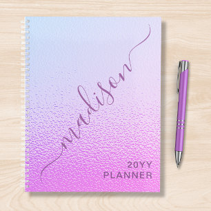 Iridescent Girly Pink Shimmer Personalized Name Planner