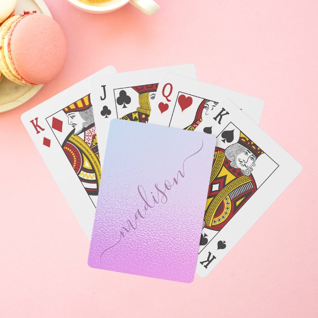 Iridescent Girly Pink Shimmer Personalized Name Playing Cards (Creator Uploaded)