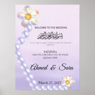 Iridescent Glass Floral Pearl Islamic Wedding Poster