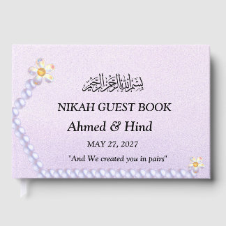 Iridescent Glass Floral Pearl Wedding Keepsake  Guest Book