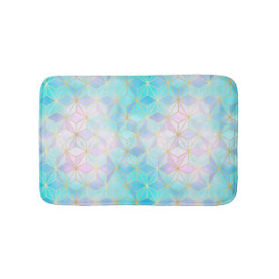 Iridescent Glass Geometric Pattern Bath Mat