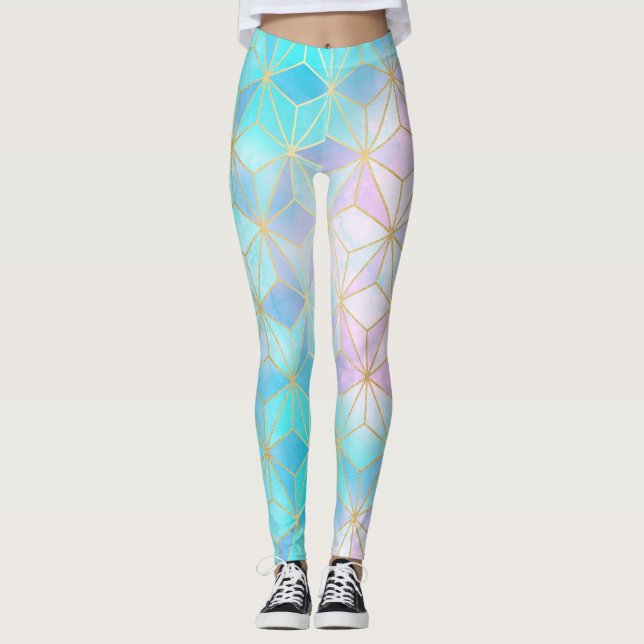 Iridescent Glass Geometric Pattern Leggings (Front)