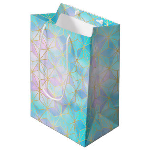 Iridescent Glass Geometric Pattern Medium Gift Bag