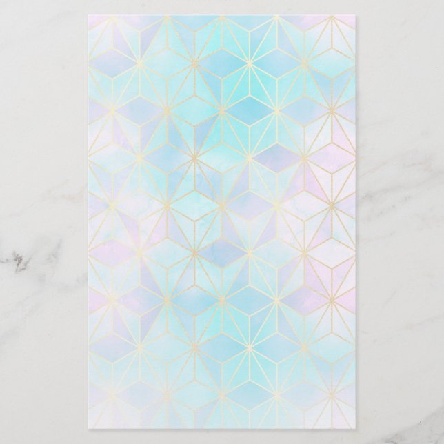 Iridescent Glass Geometric Pattern Stationery (Front)
