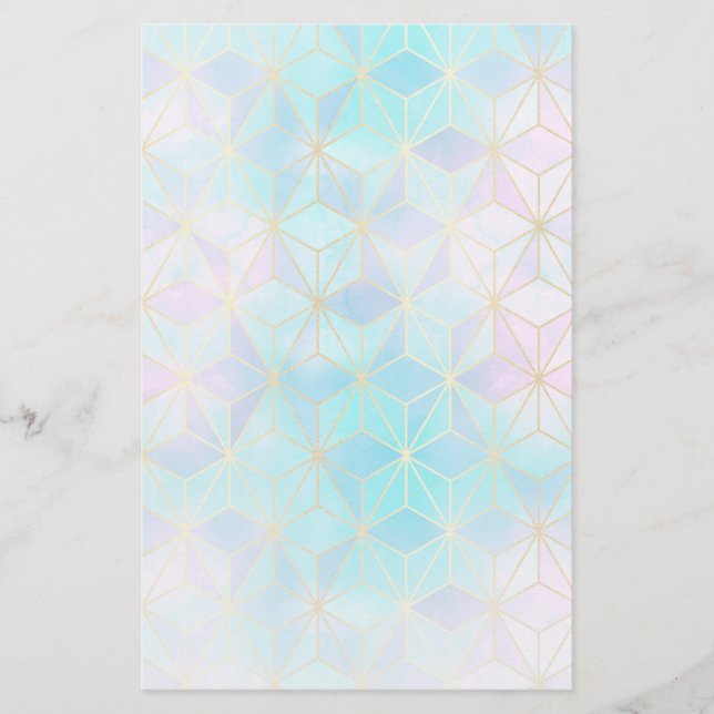 Iridescent Glass Geometric Pattern Stationery (Front)