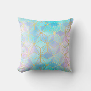 Iridescent Glass Geometric Pattern Throw Pillow