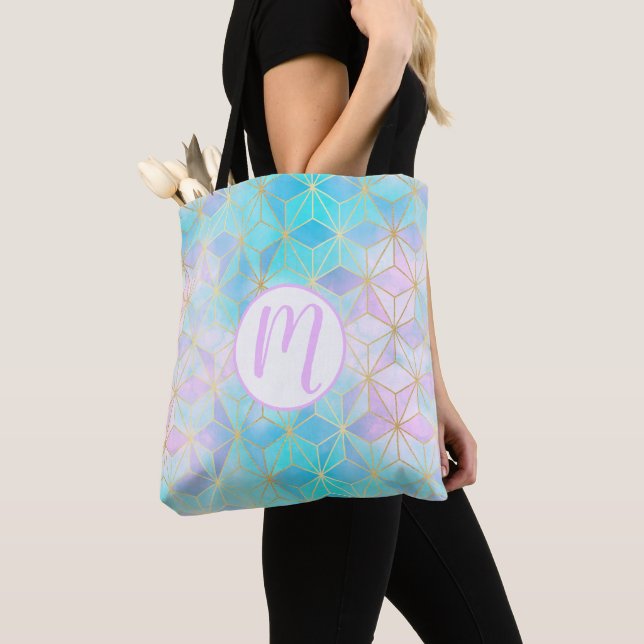 Iridescent Glass Geometric Pattern Tote Bag (Close Up)