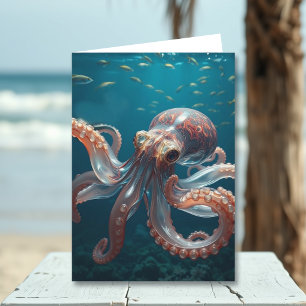 Iridescent Glass Octopus Art   Brother's Birthday Card